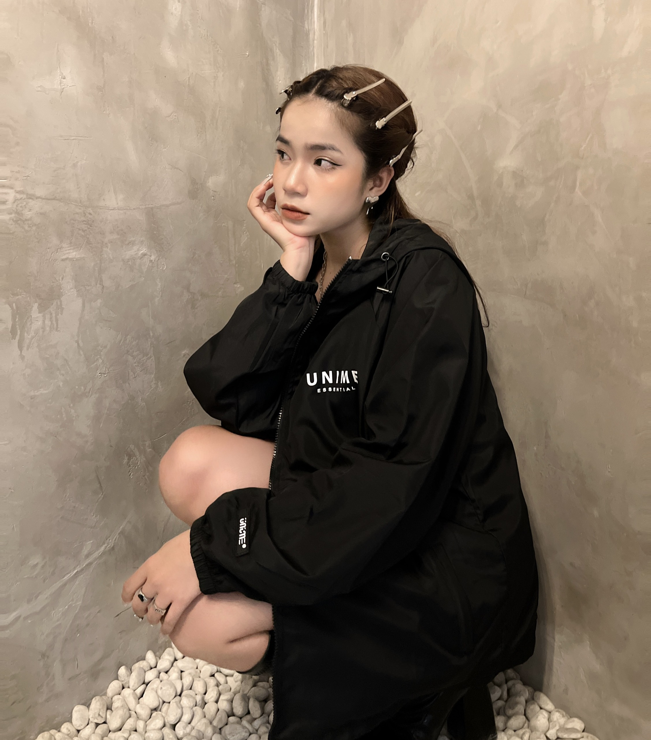 ÁO KHOÁC DÙ 2 LỚP UNIME ESSENTIAL UTILITY - ĐEN