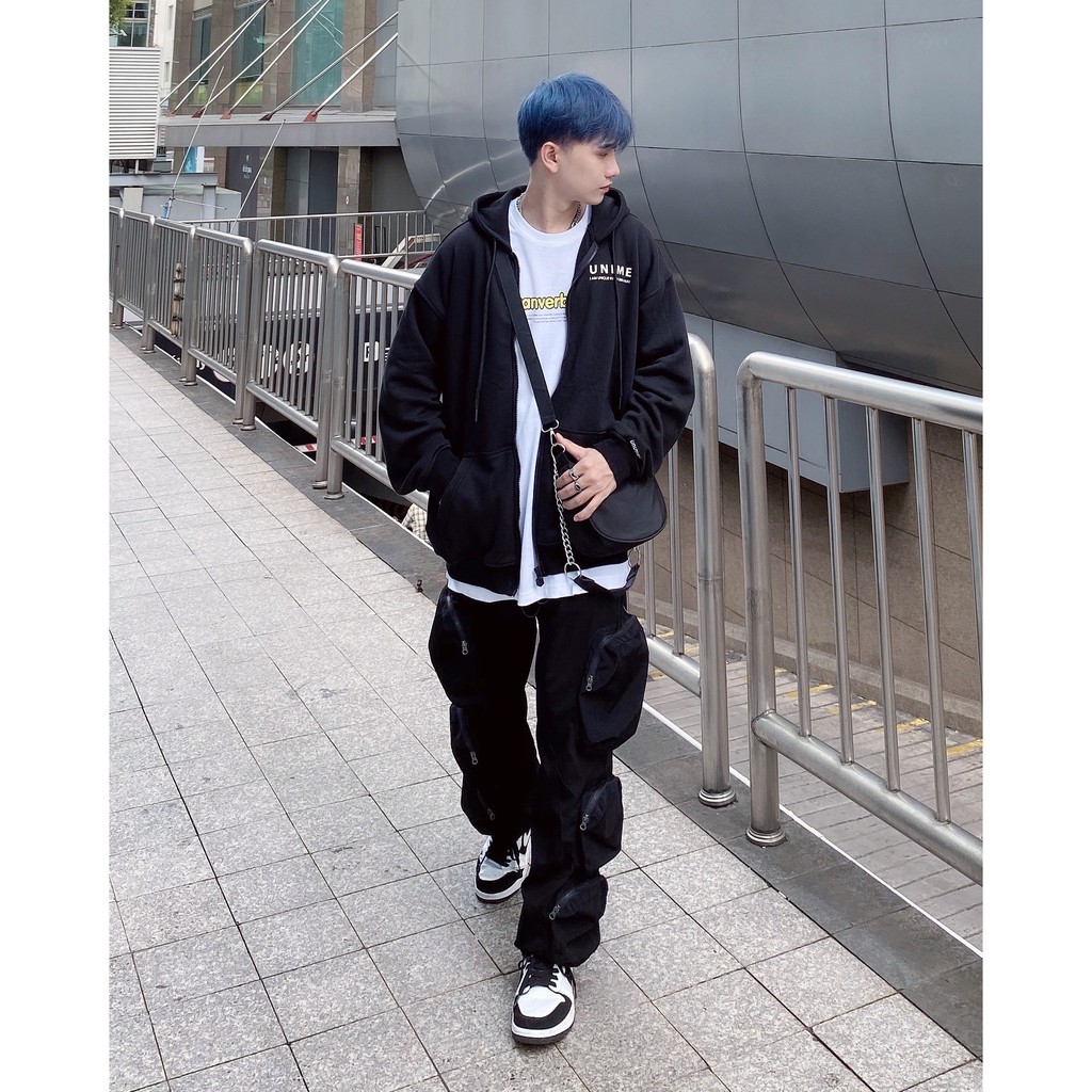 Áo khoác dây kéo Unime Hoodie Zip Flex 1.0 - Màu đen