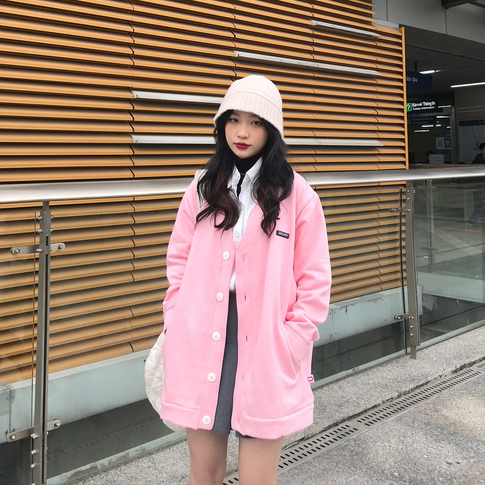 Áo Khoác Cardigan Follow Your Heart - Hồng Nhạt