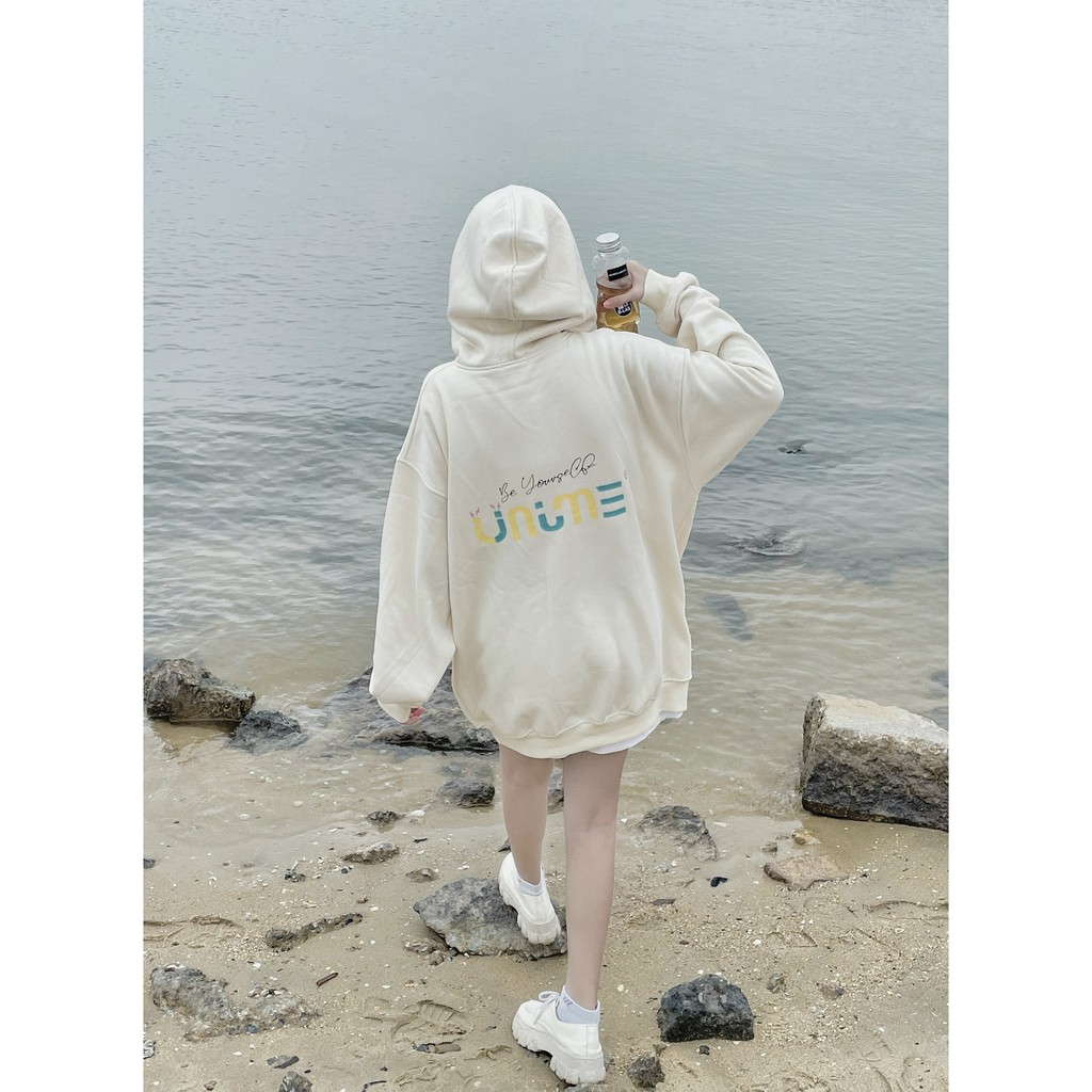 Áo khoác dây kéo Unime Hoodie Zip Flex 1.0 - Màu kem