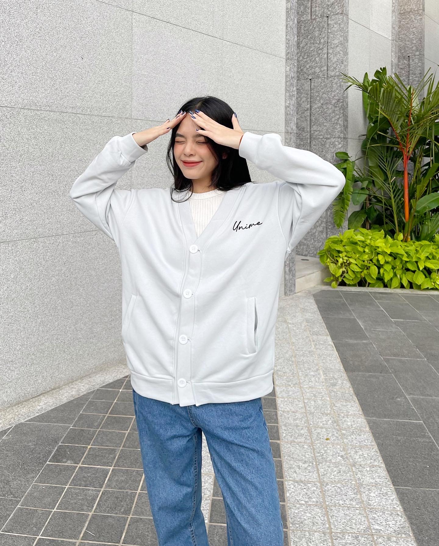 Áo Khoác Cardigan Nam/Nữ Unime Choose To Shine - Xám Xanh