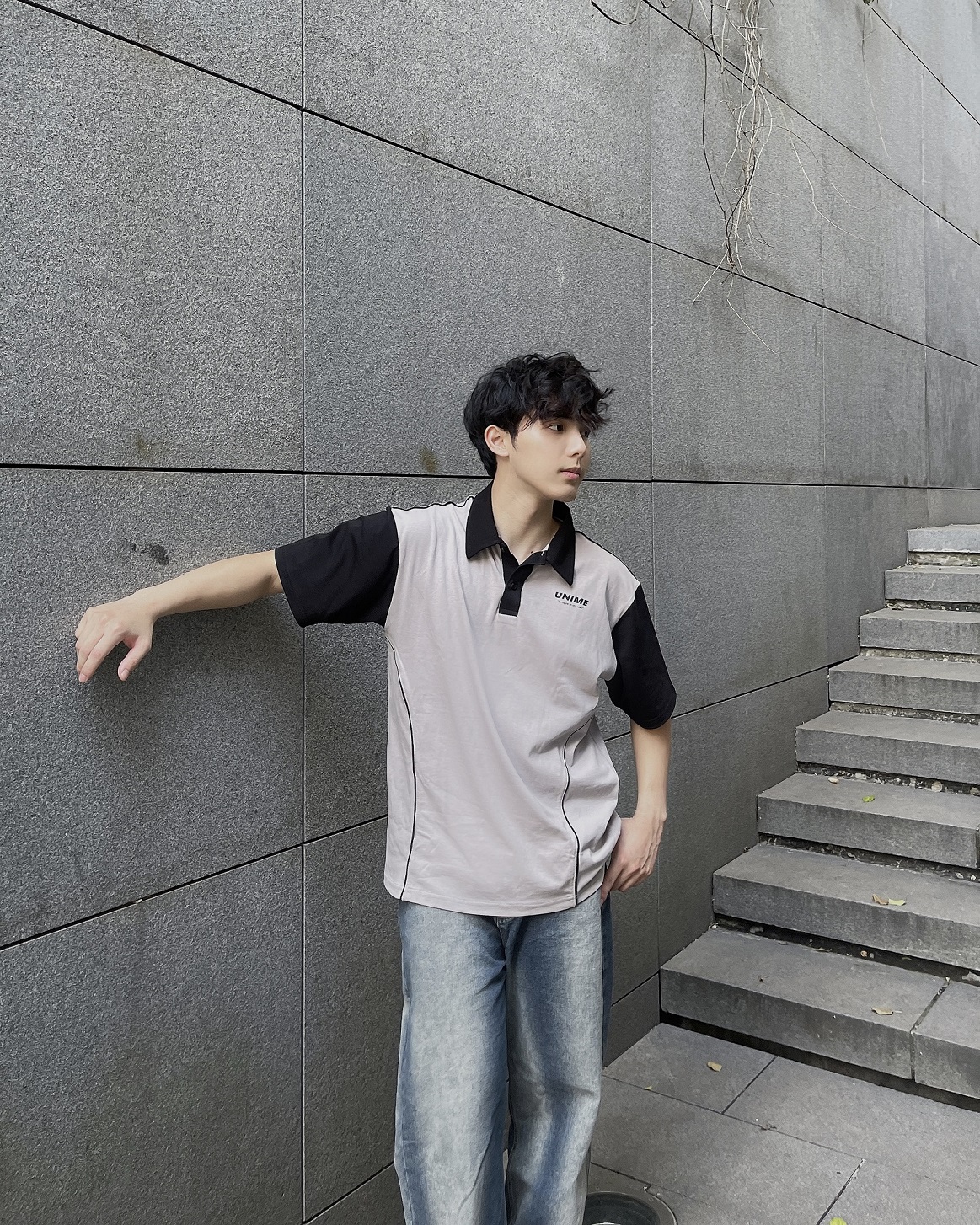 Áo Polo sọc phối màu Liney Polo