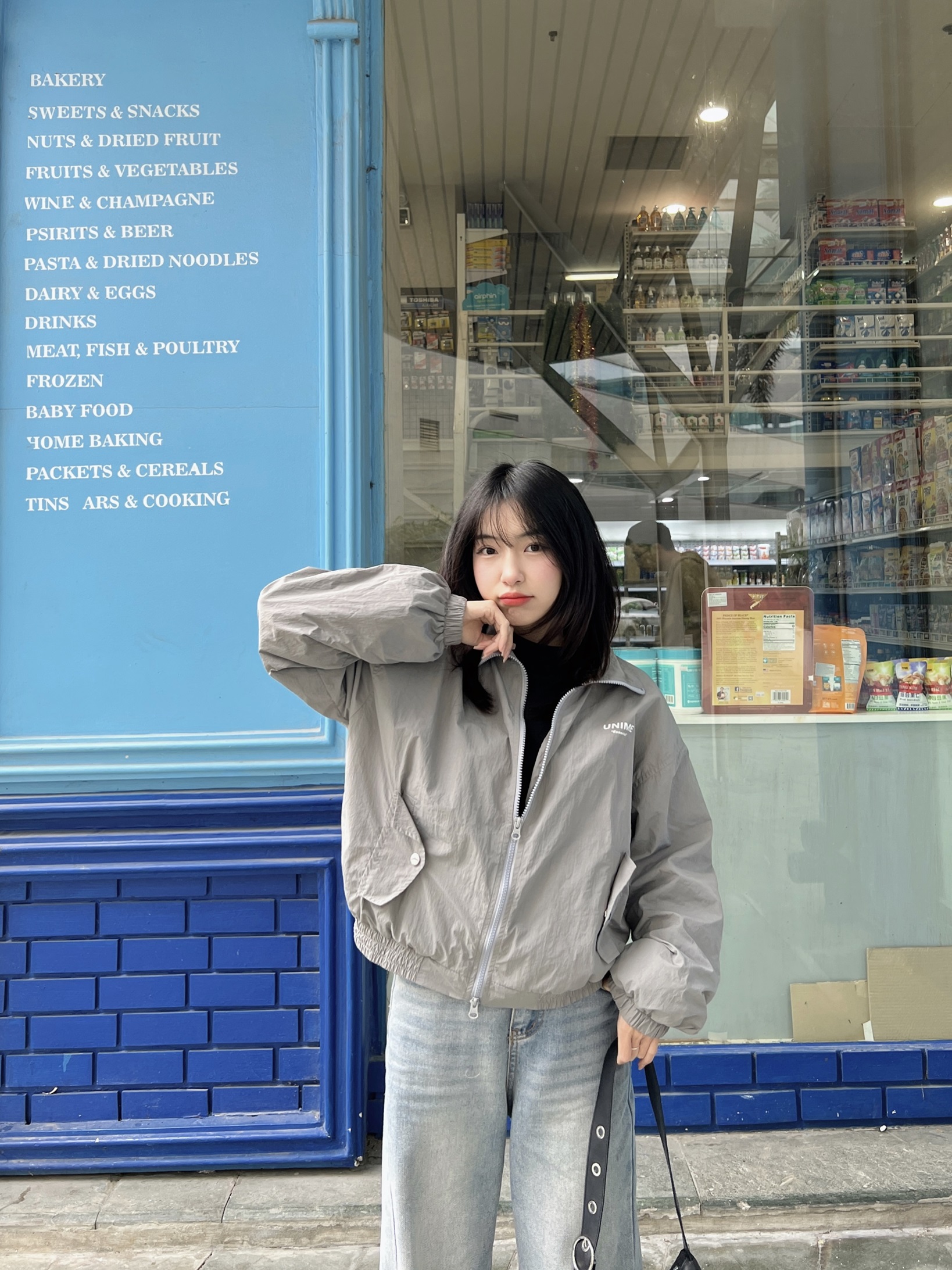 Áo khoác dù siêu nhẹ Crop Windbreaker khóa kéo 2 đầu W12024