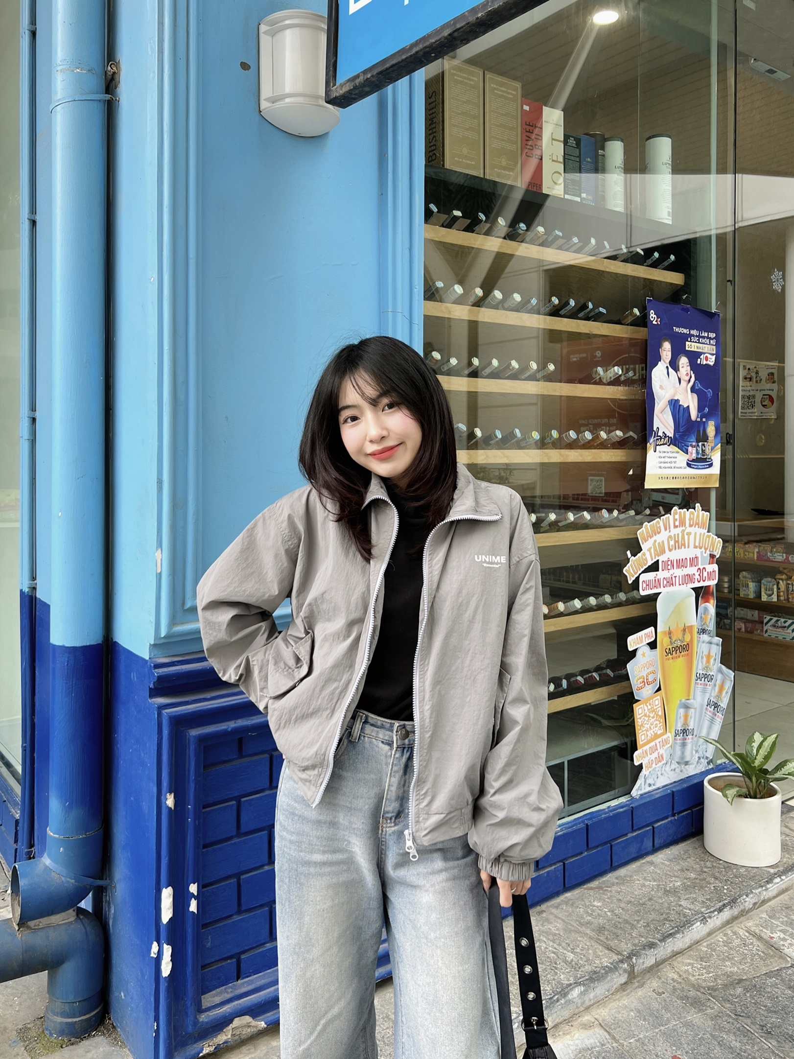 Áo khoác dù siêu nhẹ Crop Windbreaker khóa kéo 2 đầu W12024