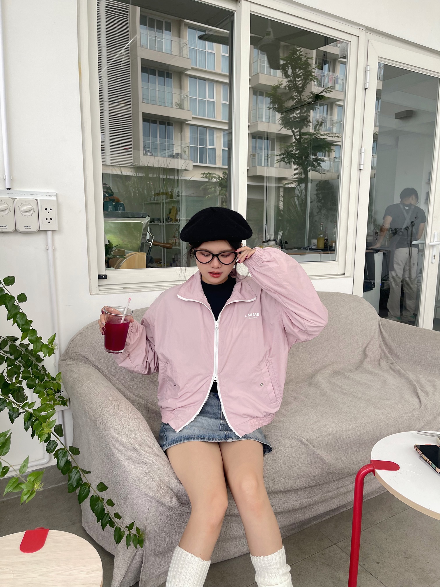 Áo khoác dù siêu nhẹ Crop Windbreaker khóa kéo 2 đầu W12024