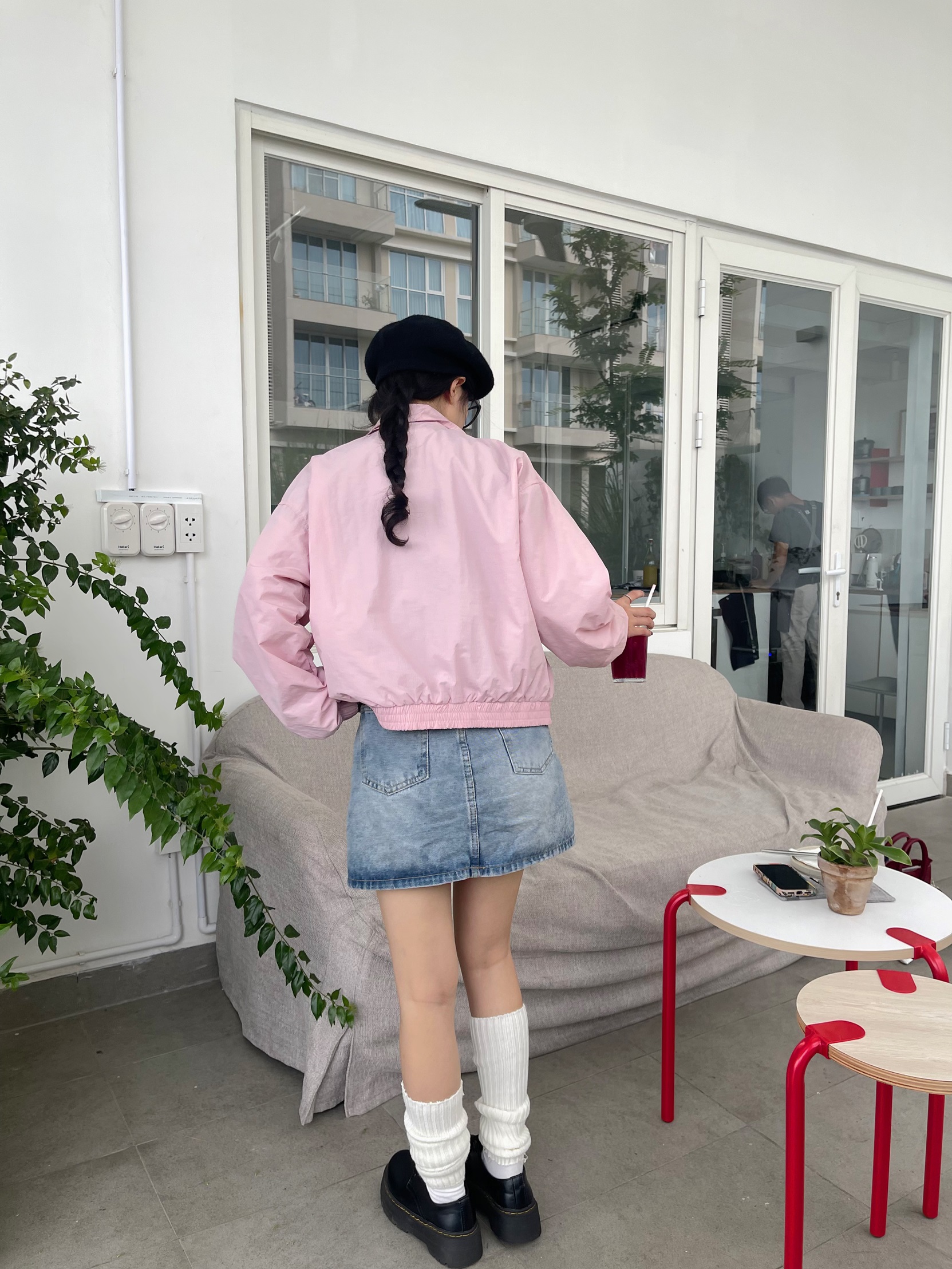Áo khoác dù siêu nhẹ Crop Windbreaker khóa kéo 2 đầu W12024
