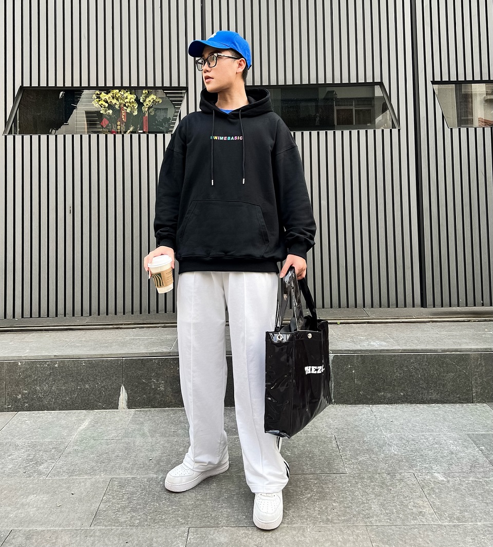 Áo Hoodie Unisex Nam/Nữ Unime Colorful- Đen