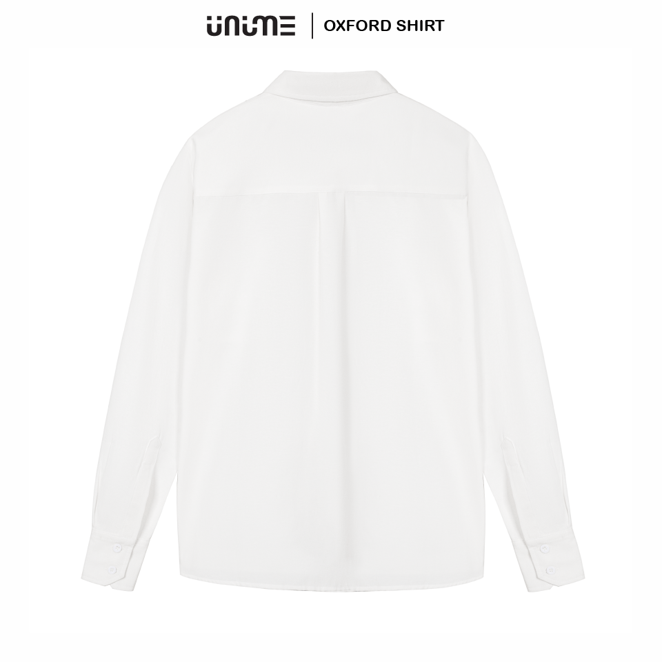 Áo sơ mi trắng cơ bản Unime vải premium oxford có túi áo
