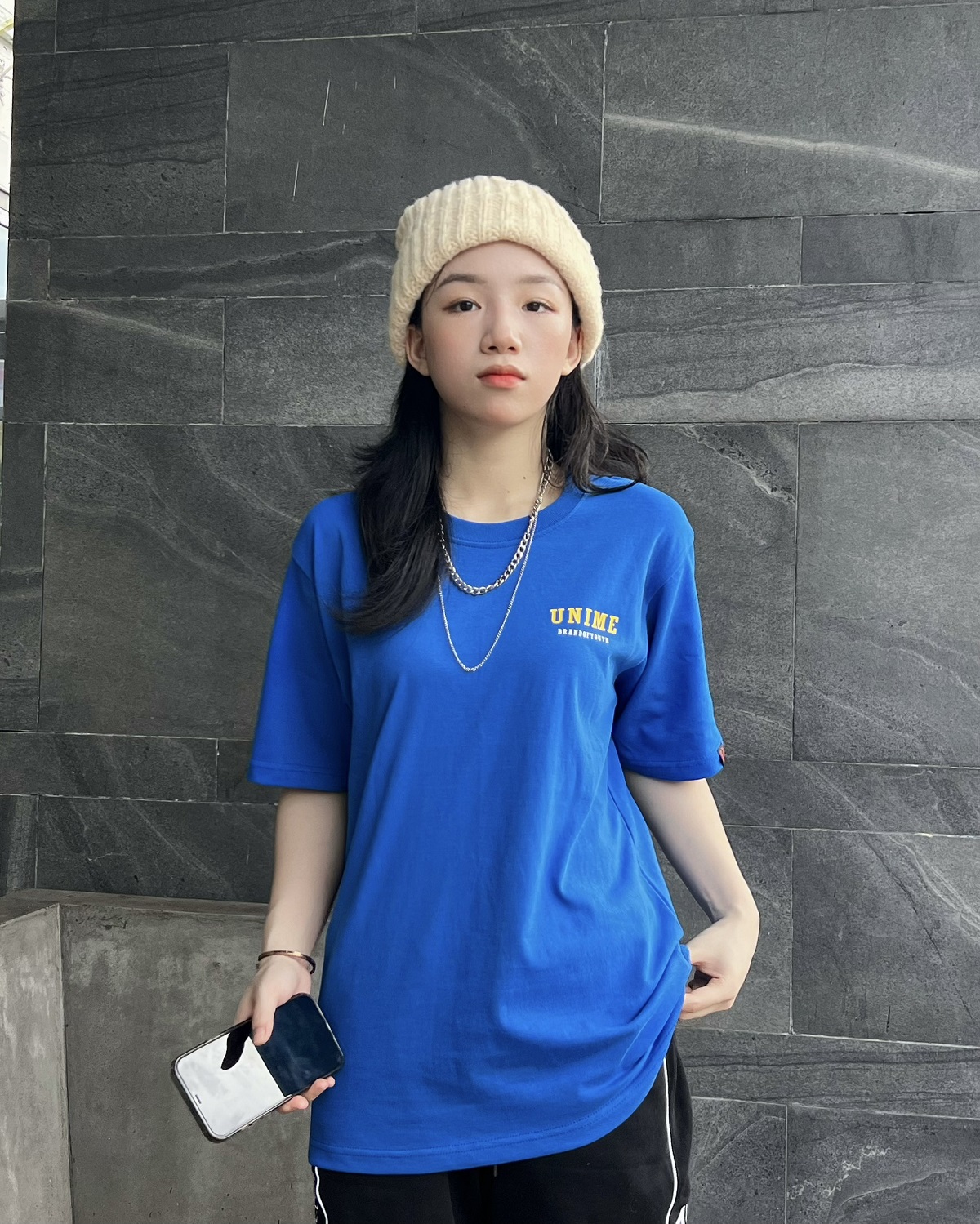 ÁO THUN NAM/NỮ UNIME BASIC LOGO - XANH DƯƠNG