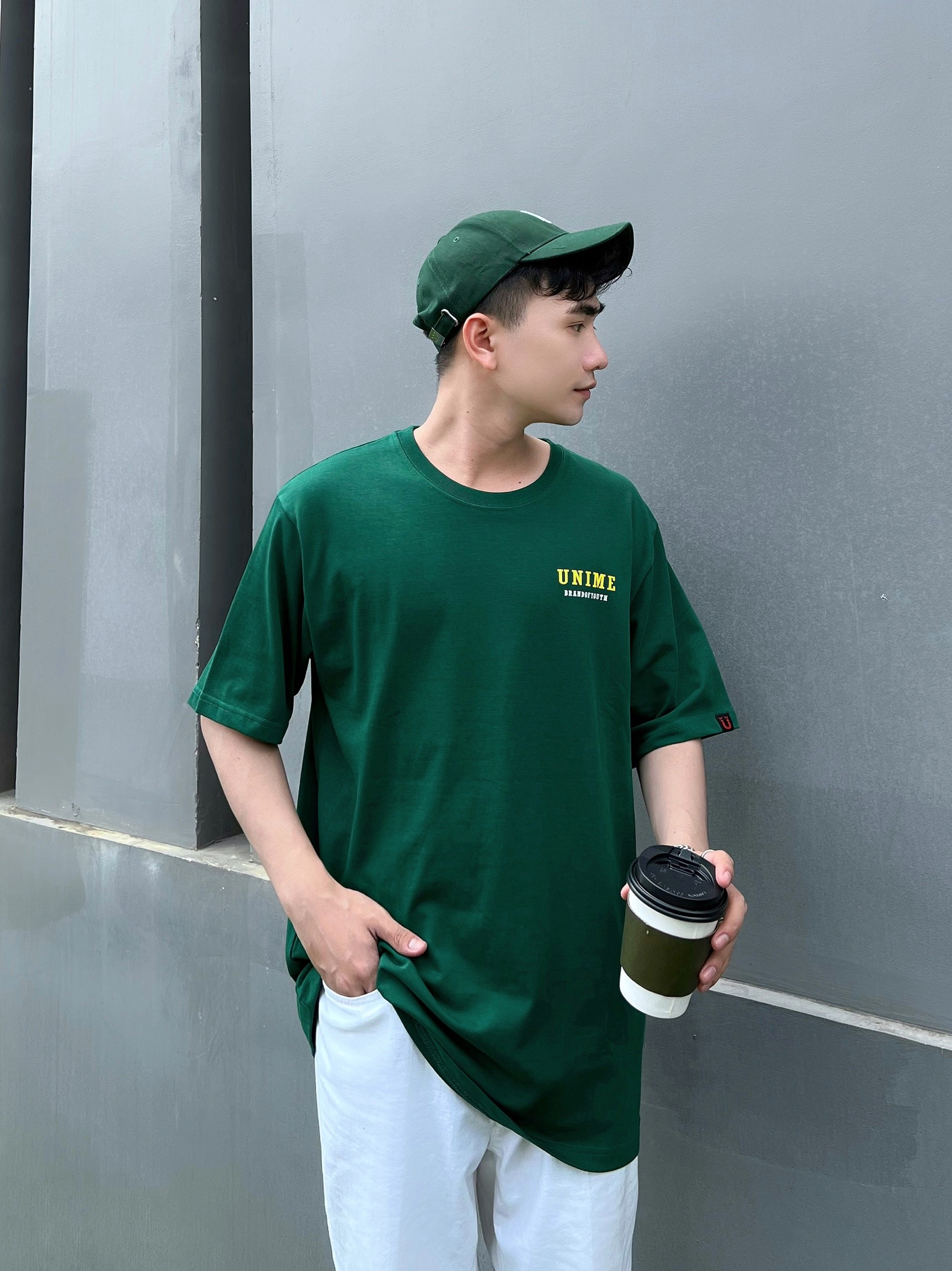 ÁO THUN NAM/NỮ UNIME BASIC LOGO - XANH LÁ