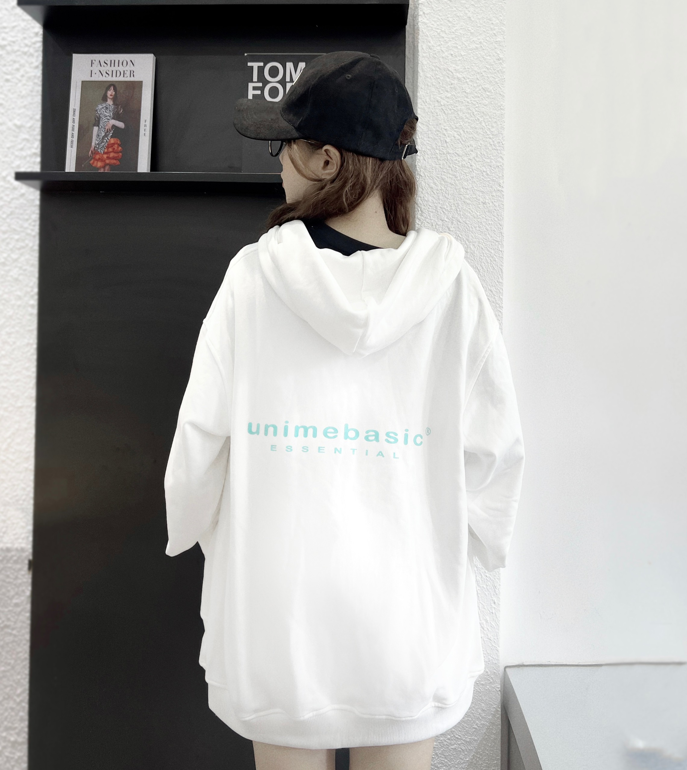 Unime - Áo khoác nam/nữ hoodie zip Basic Essential chất liệu chân cua cotton thoáng mát - Trắng