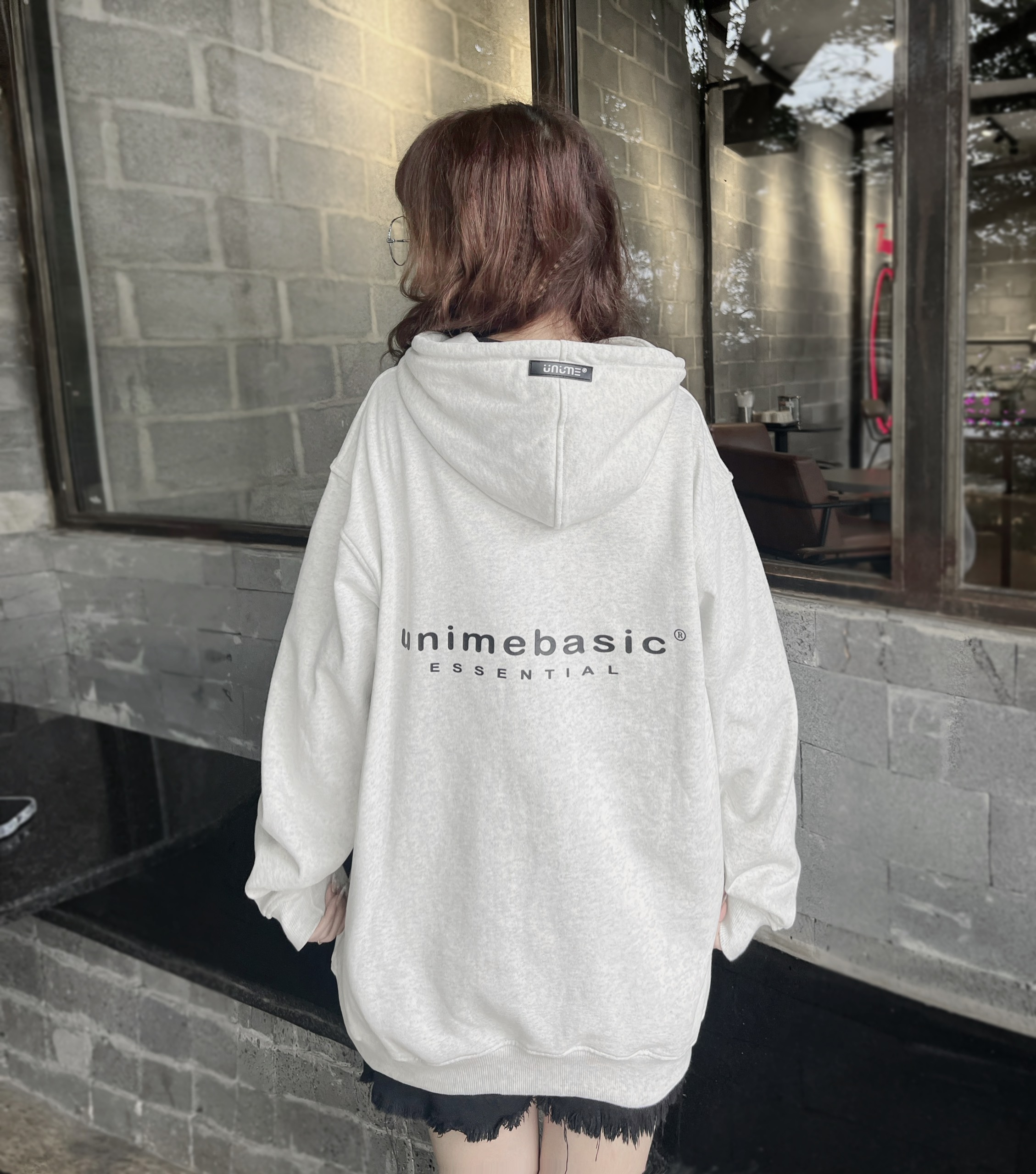 ÁO KHOÁC NAM/NỮ HOODIE ZIP UNIME BASIC ESSENTIAL - XÁM TRẮNG