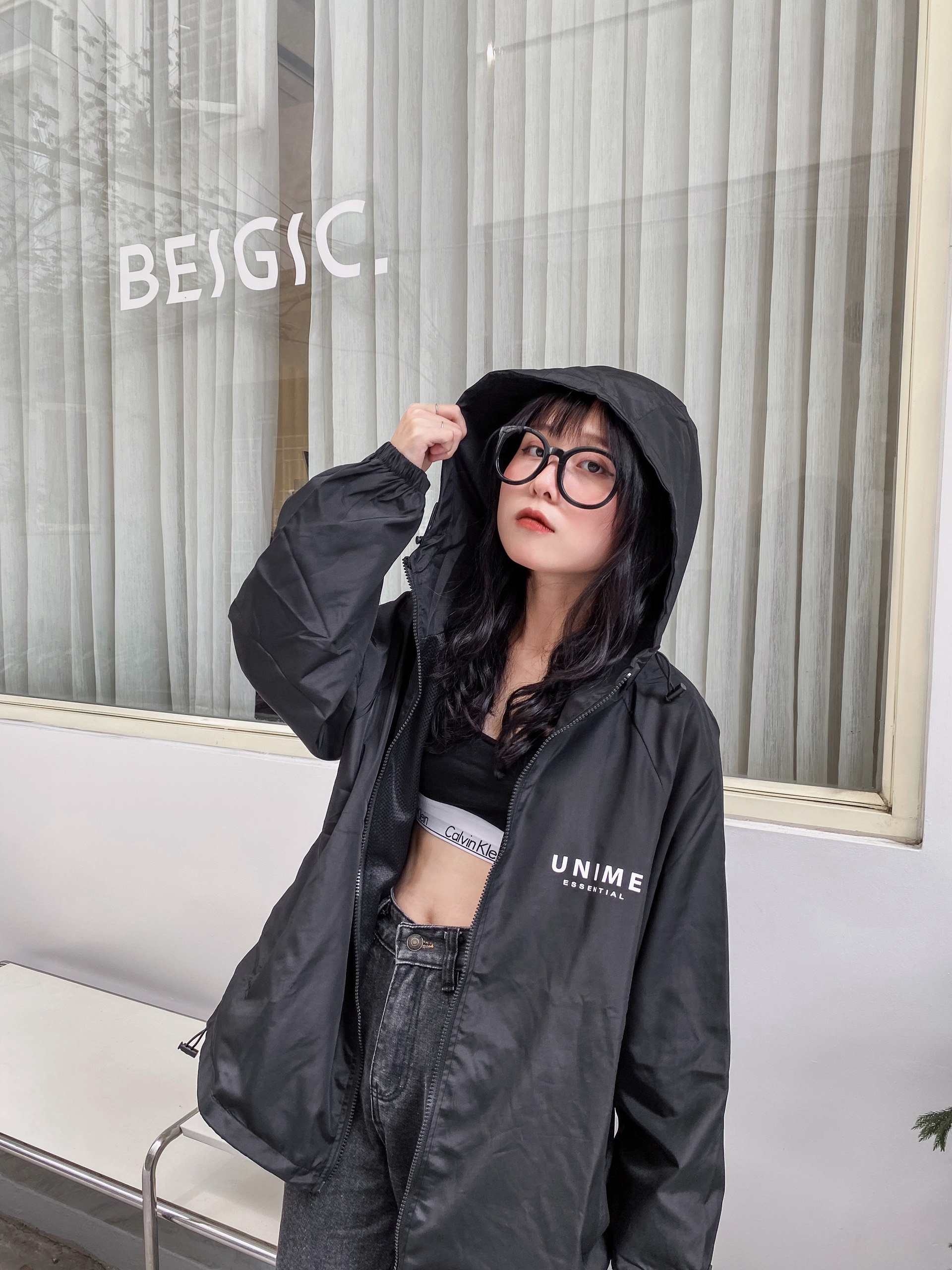 ÁO KHOÁC DÙ 2 LỚP UNIME ESSENTIAL UTILITY - ĐEN