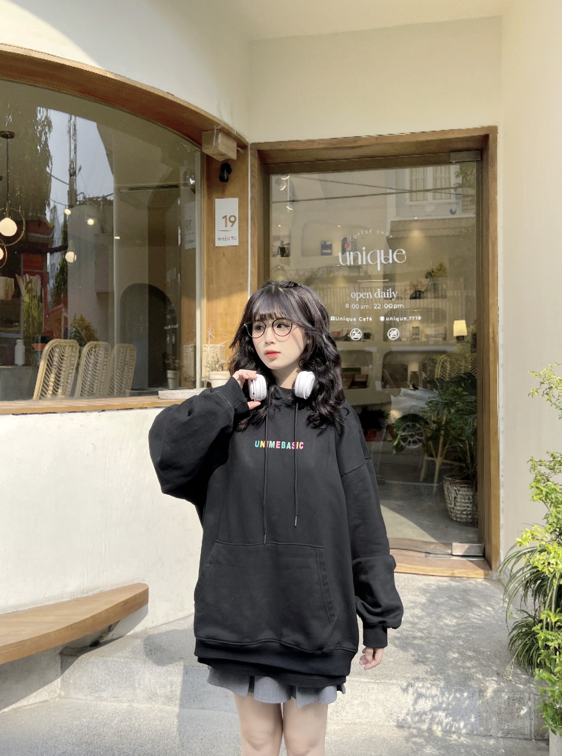 Áo Hoodie Unisex Nam/Nữ Unime Colorful- Đen