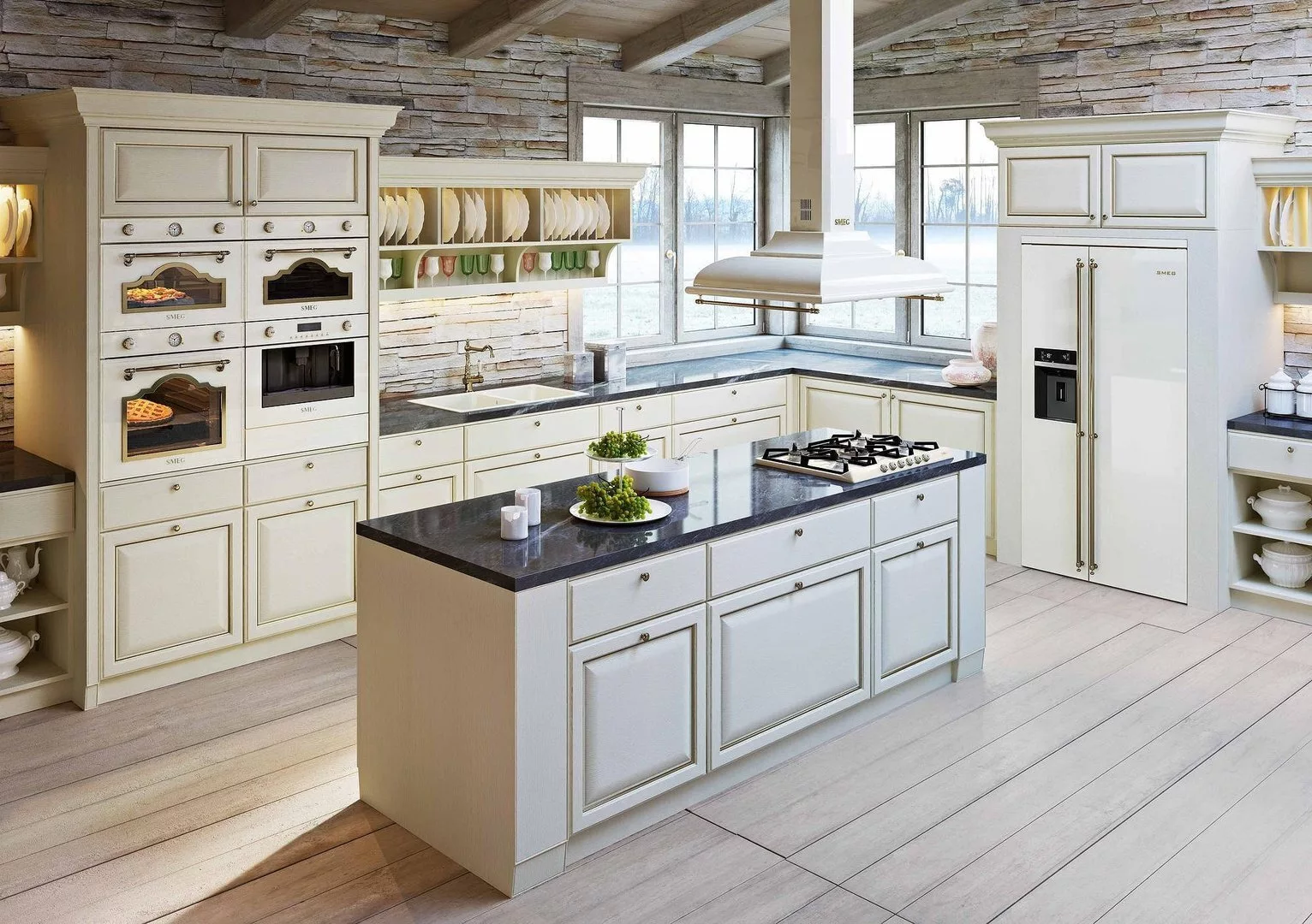 Máy hút mùi áp tường Smeg Cortina KC19POE
