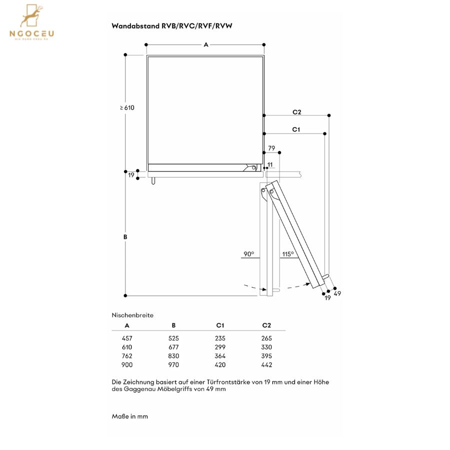Tủ bảo quản rượu vang Vario Expressive Gaggenau RVW467170