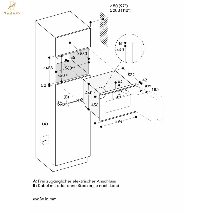 Lò nướng kèm hấp cánh phải Gaggenau Expressive GS450120 - Màu Khói