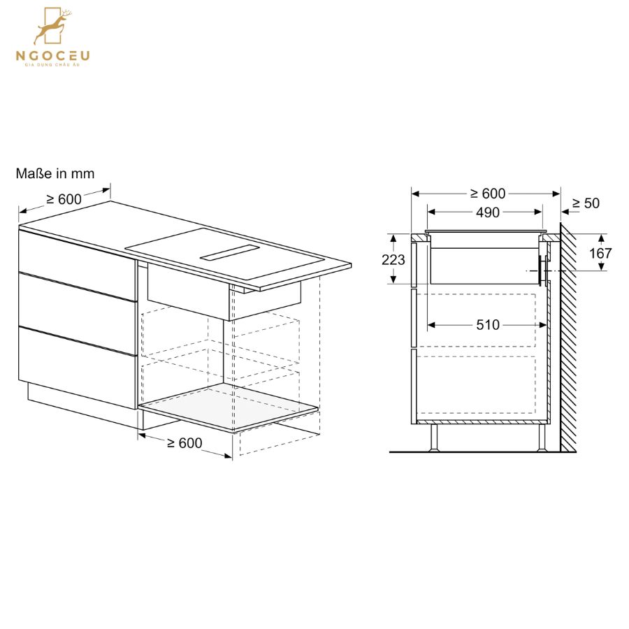 Bếp từ kết hợp máy hút mùi - Accent Line - Bosch PXX890D51E - Series 8