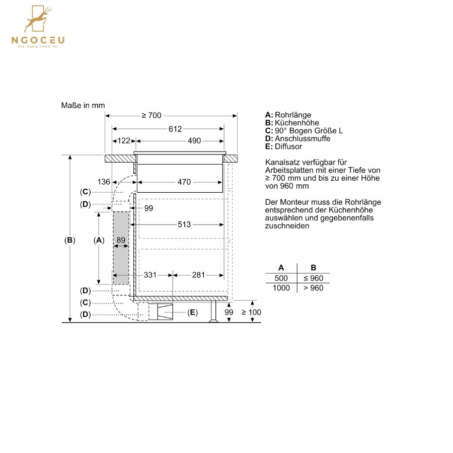 Bếp từ kết hợp máy hút mùi - Accent Line - Bosch PXX890D51E - Series 8
