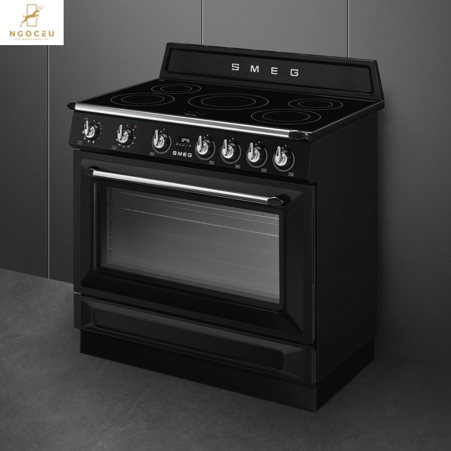Bếp từ hỗn hợp kèm lò nướng Smeg TR90IPBL