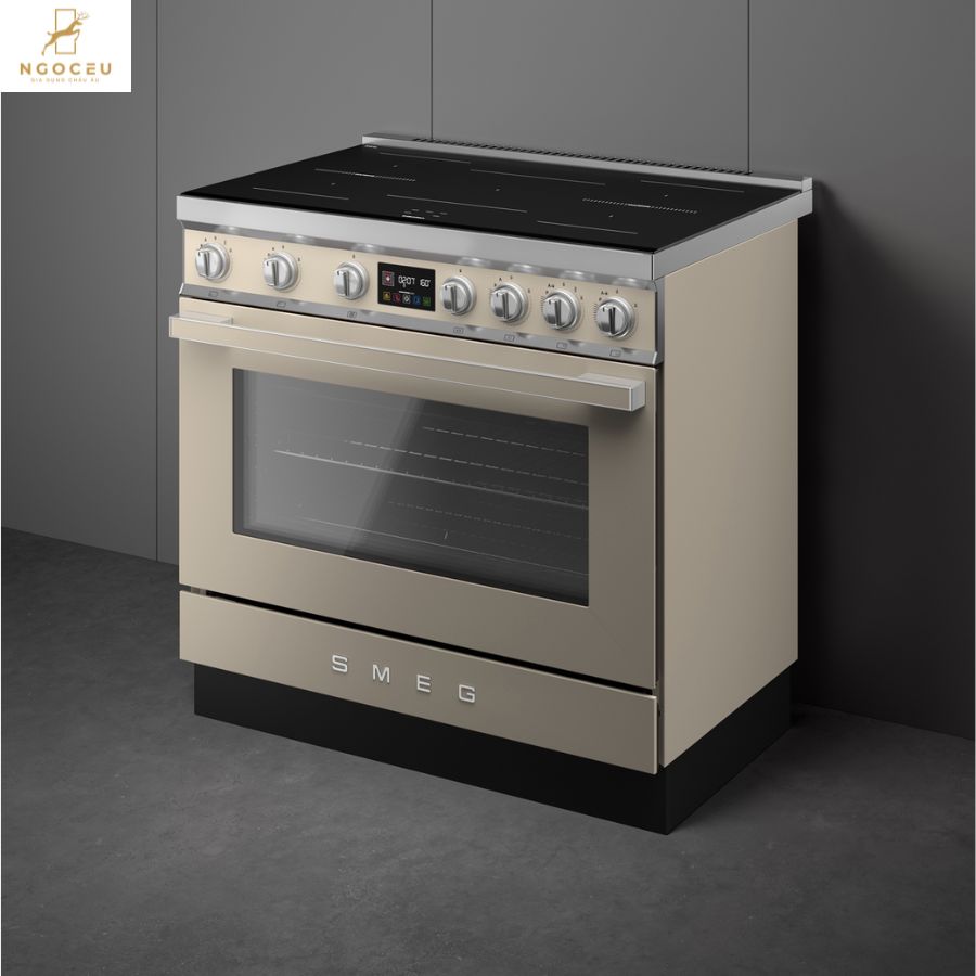 Bếp từ hỗn hợp kèm lò nướng Smeg CPF90I1PML2