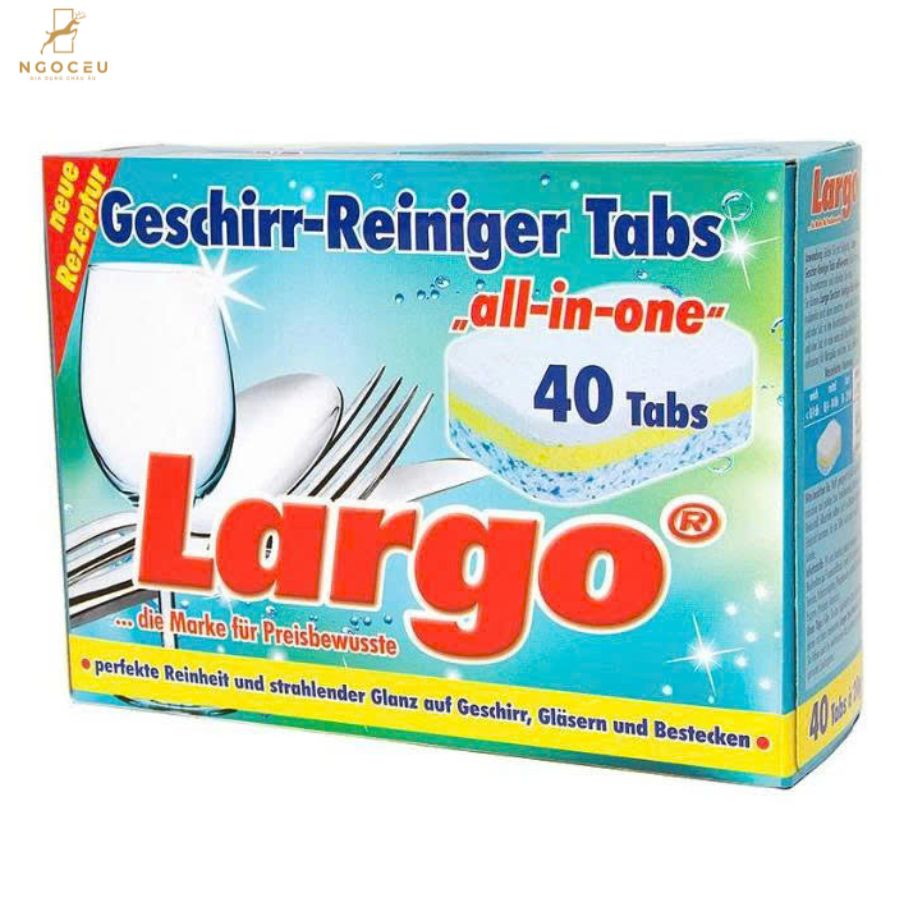 Viên rửa chén bát không mùi 40 viên - Largo All In One