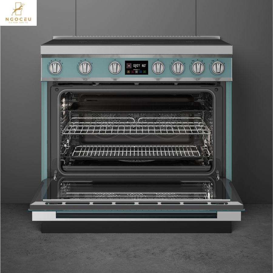 Bếp từ hỗn hợp kèm lò nướng Smeg CPF90I1PEG2