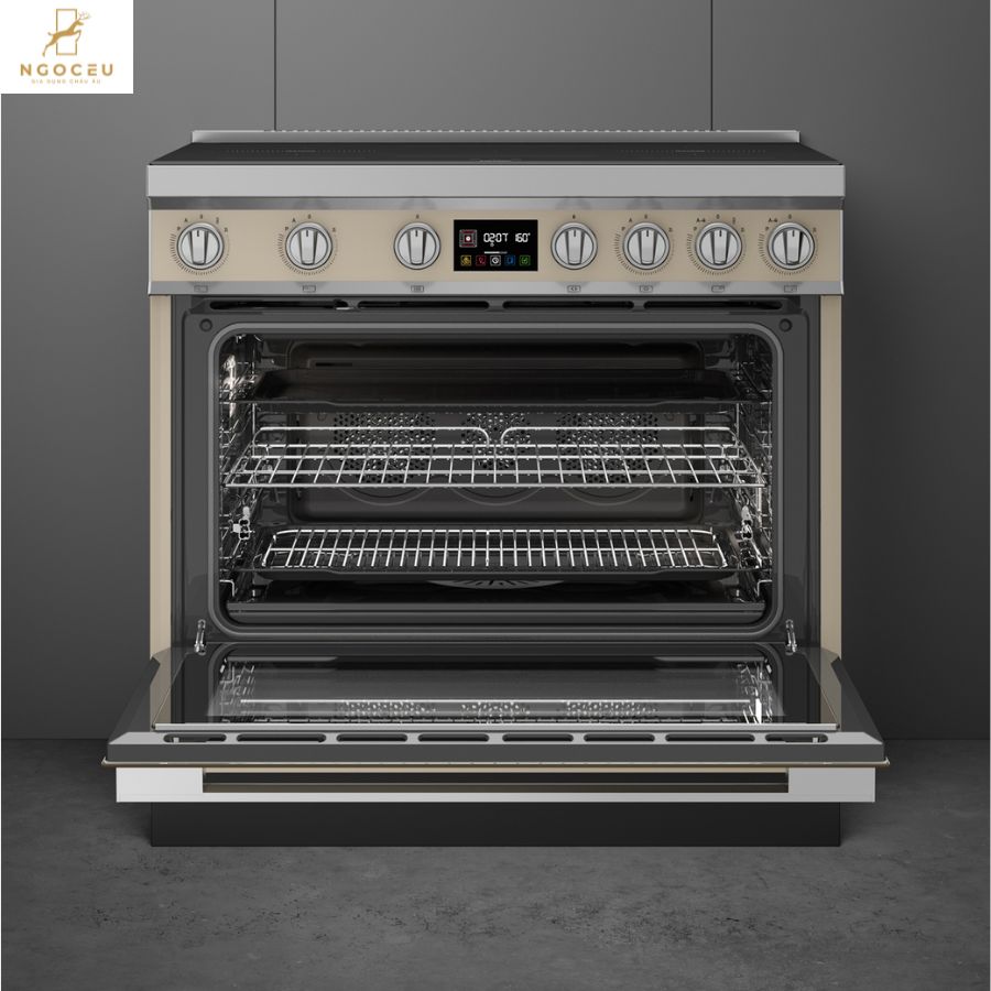Bếp từ hỗn hợp kèm lò nướng Smeg CPF90I1PML2