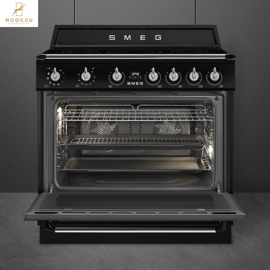 Bếp từ hỗn hợp kèm lò nướng Smeg TR90IPBL