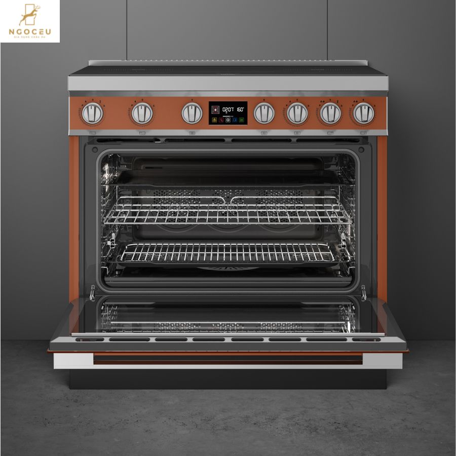 Bếp từ hỗn hợp kèm lò nướng Smeg CPF90I1PAC2