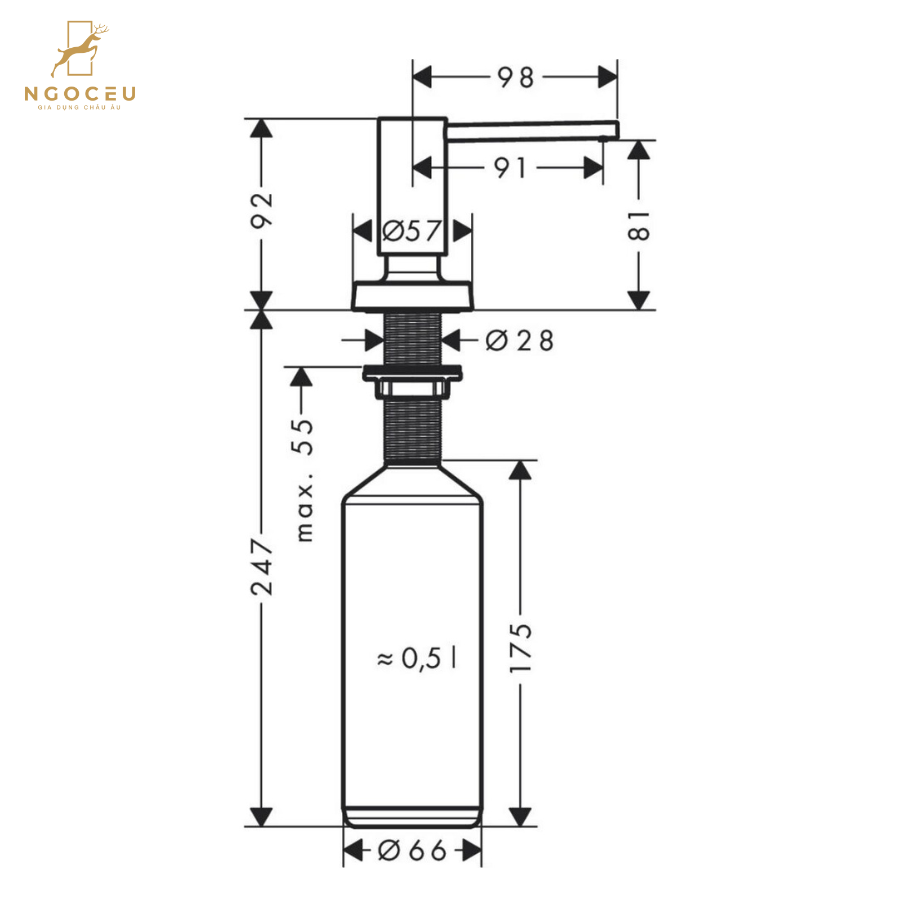 Bình đựng xà phòng Hansgrohe A51 - 40448800