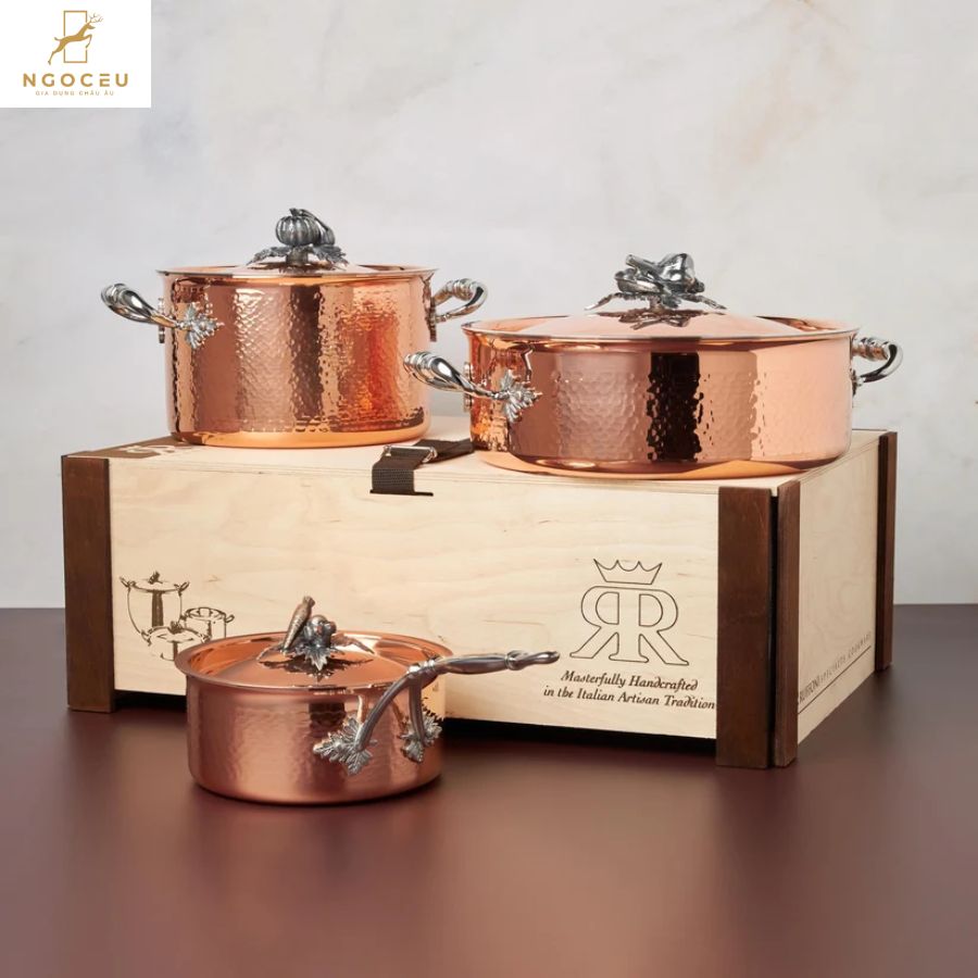 Bộ nồi Ruffoni 6 món trong hộp gỗ