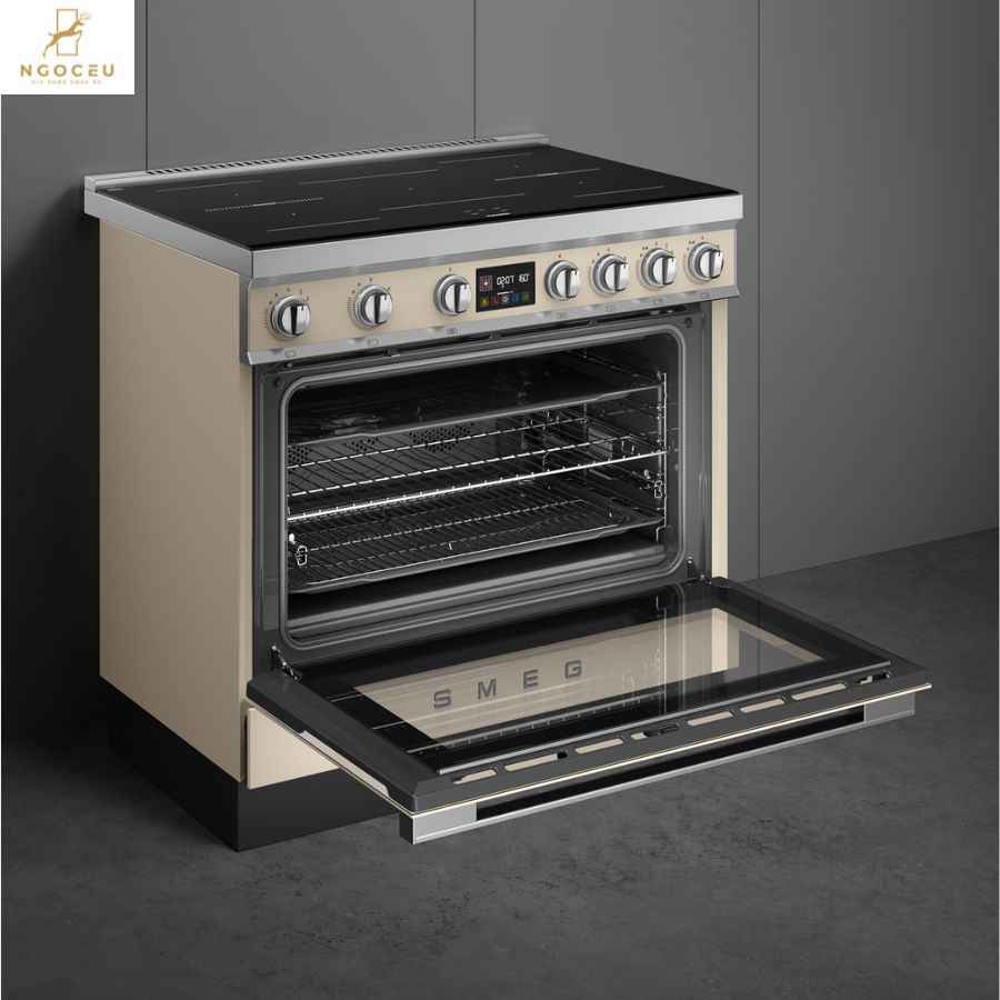 Bếp từ hỗn hợp kèm lò nướng Smeg CPF90I1PML2
