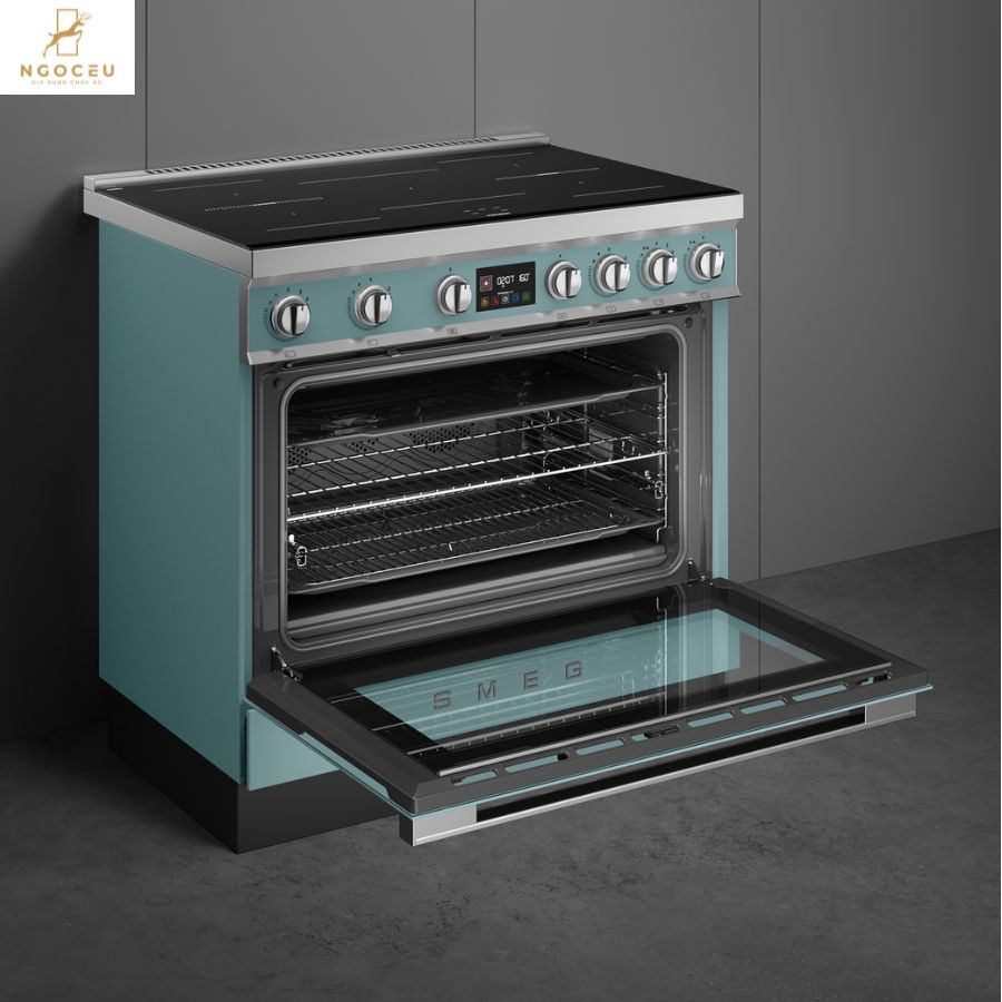 Bếp từ hỗn hợp kèm lò nướng Smeg CPF90I1PEG2