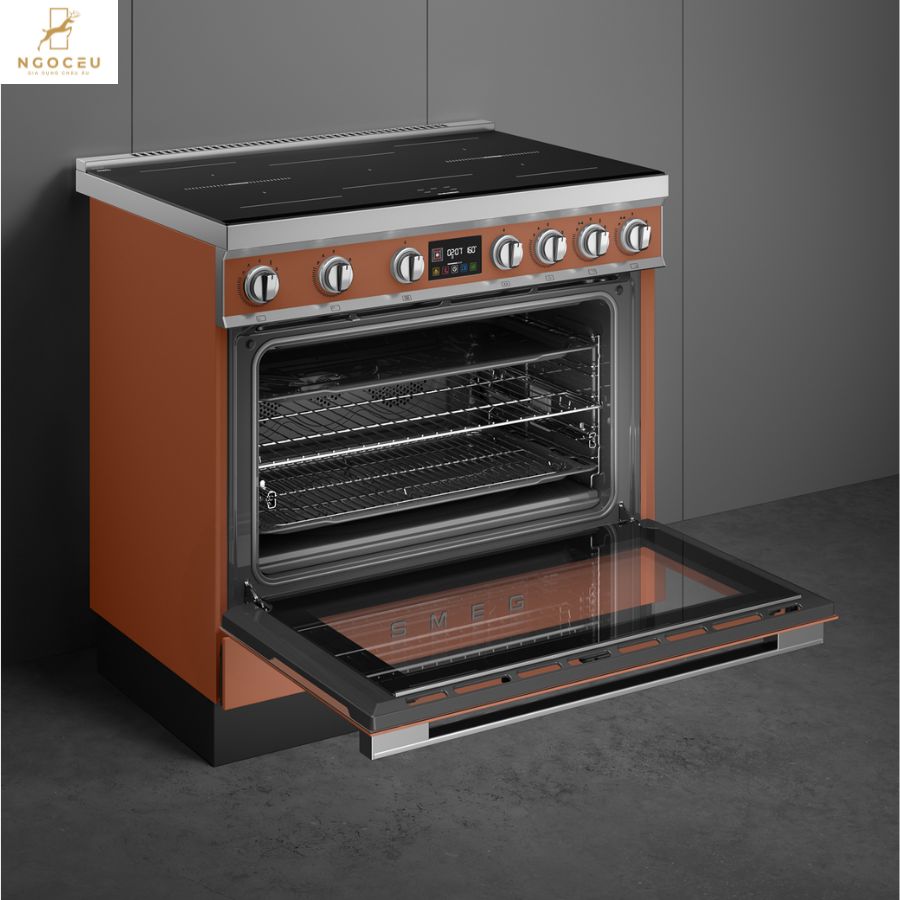 Bếp từ hỗn hợp kèm lò nướng Smeg CPF90I1PAC2