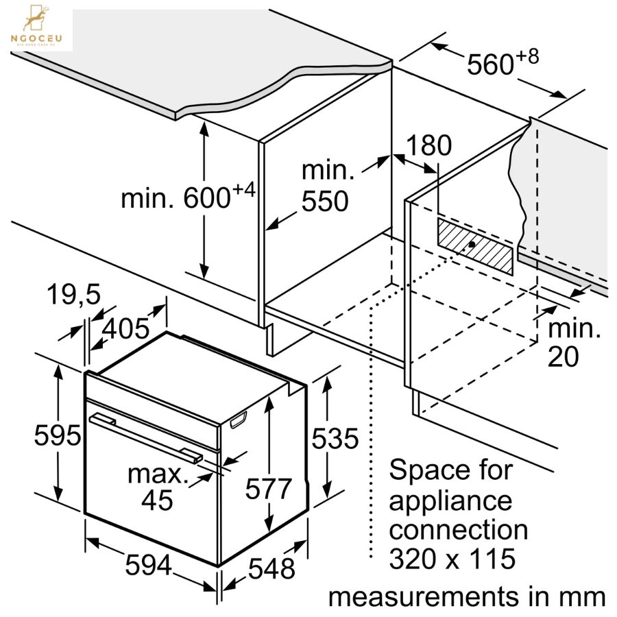Lò nướng âm tủ Bosch HBG7341B1B - Series 8