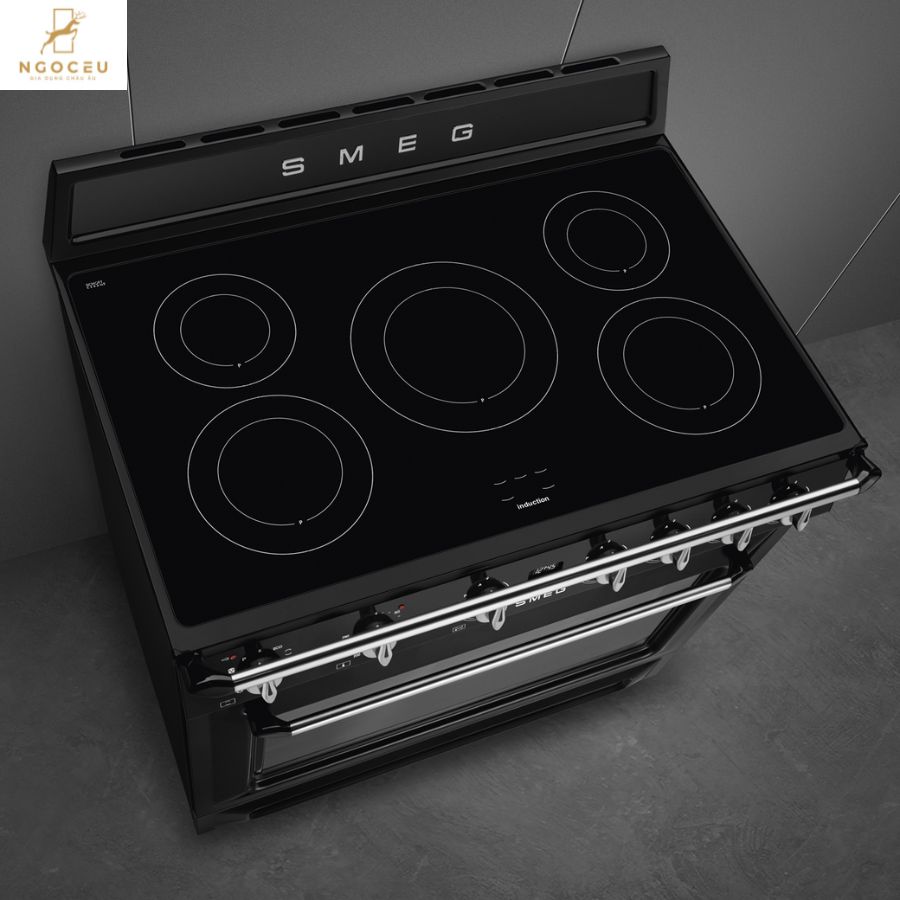 Bếp từ hỗn hợp kèm lò nướng Smeg TR90IPBL