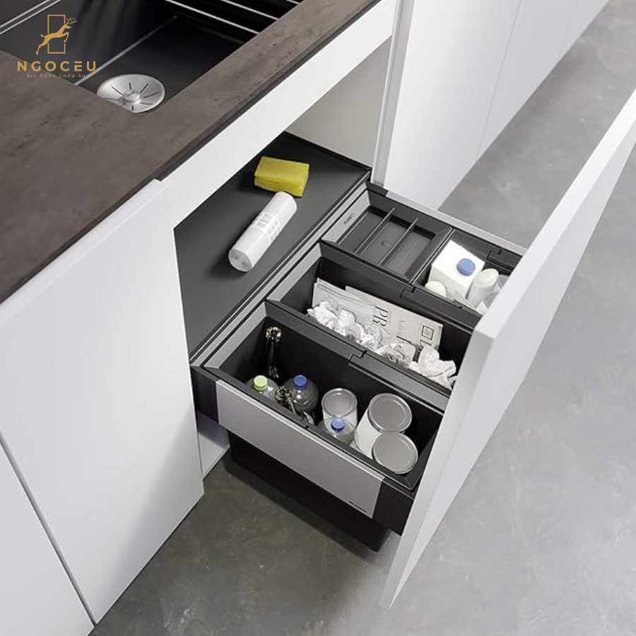 Thùng rác âm tủ 42 lít Blanco Select II 60/4 Orga 526211 - Dành cho hệ tủ 60cm
