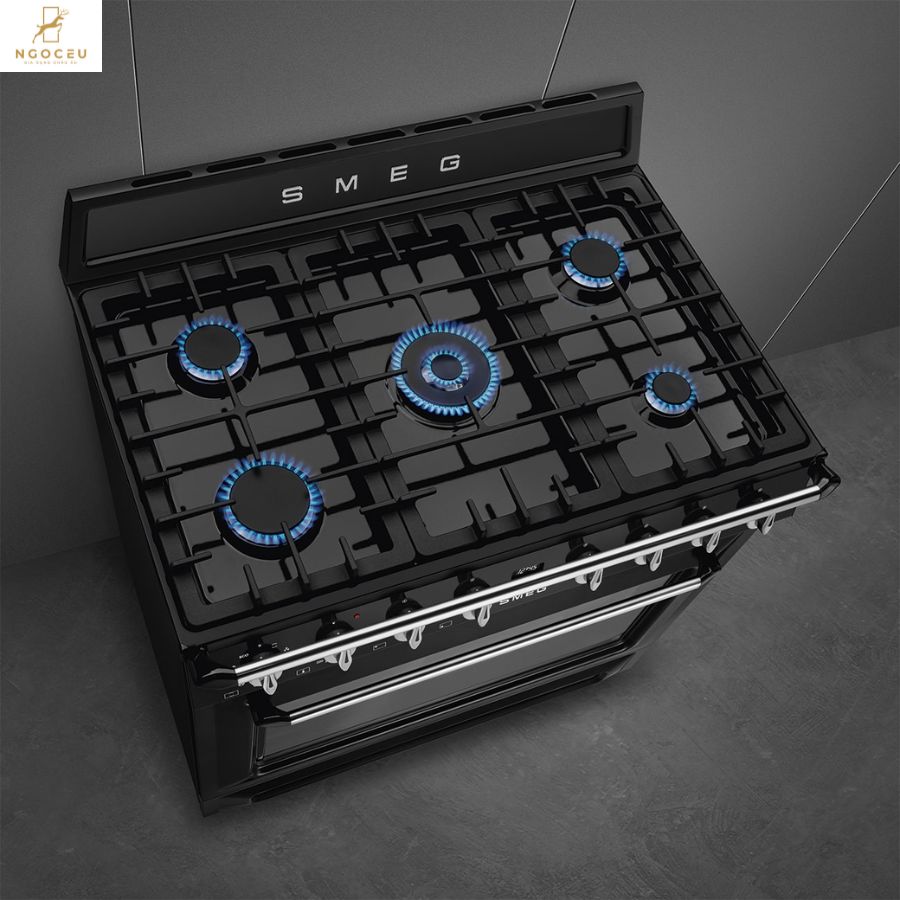 Bếp gas hỗn hợp kèm lò nướng Smeg TR90GMBL