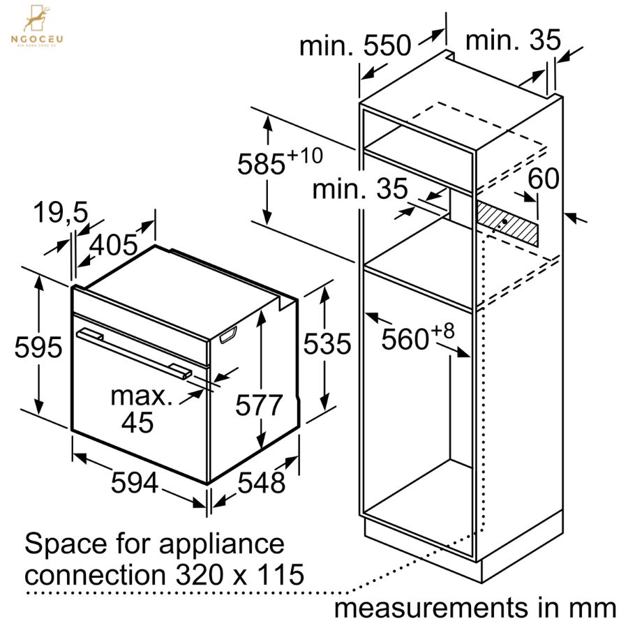 Lò nướng âm tủ Bosch HBG7341B1B - Series 8