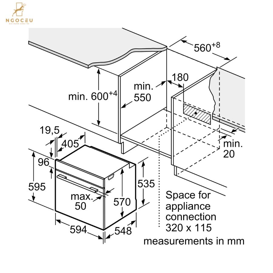 Lò nướng âm tủ - Accent Line - Bosch HQA4720B3 - Series 4