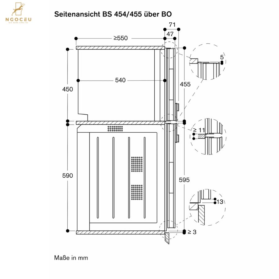 Lò nướng kèm hấp cánh trái Gaggenau BS451111 Series 400 - Màu Thép Không Gỉ