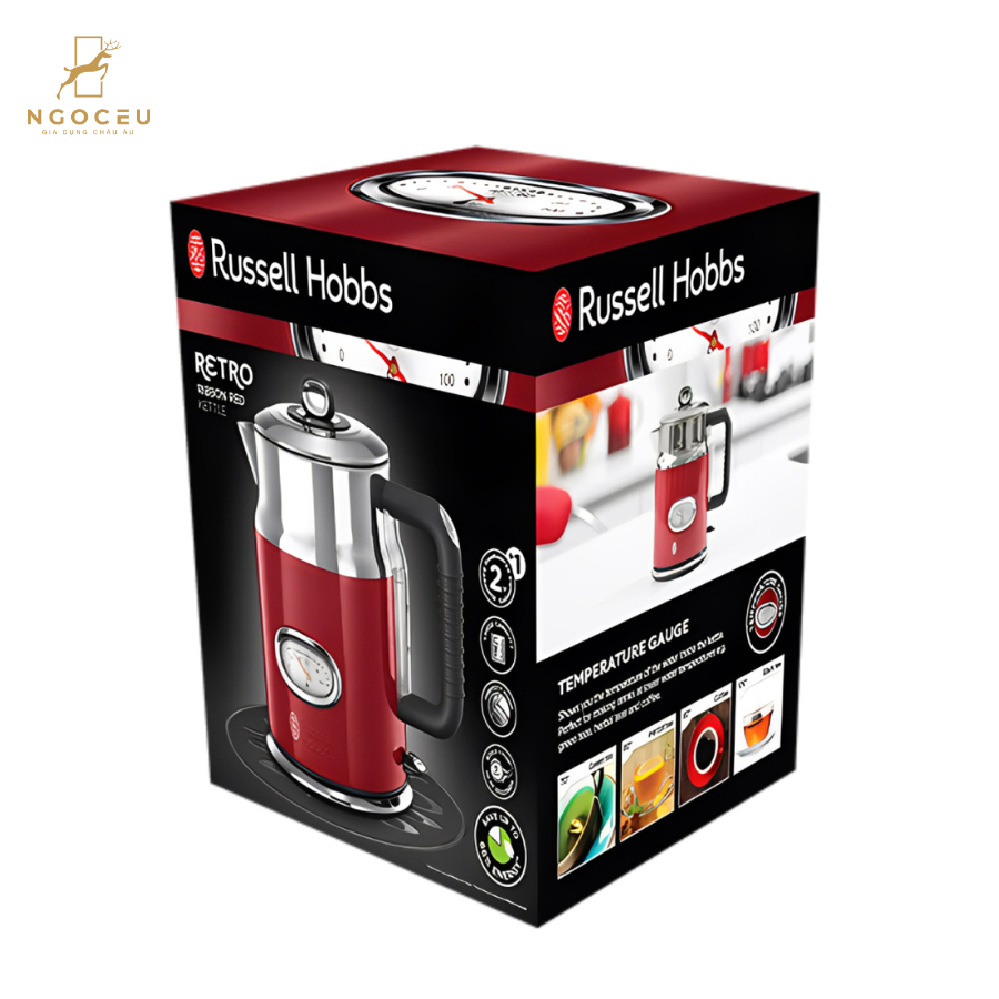 Ấm siêu tốc Russell Hobbs Retro 21670-70 2400W 1.7L - Màu Đỏ
