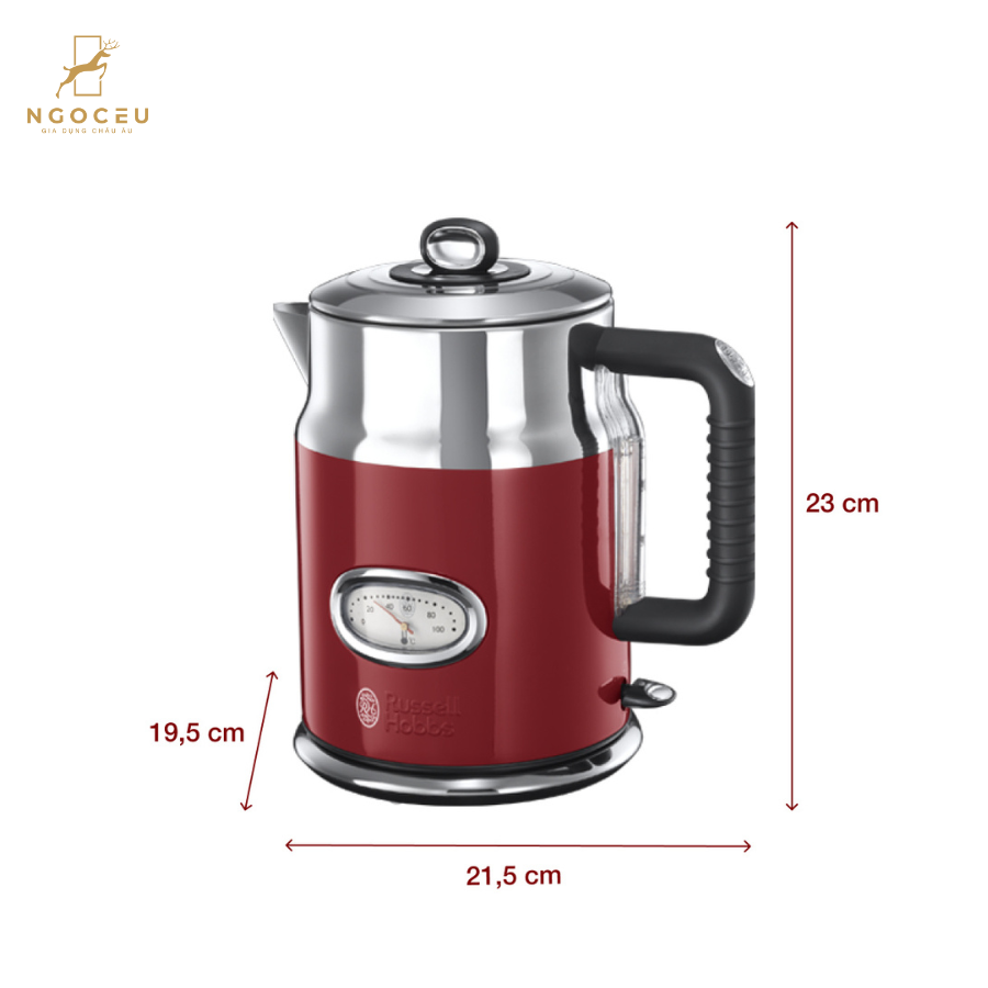 Ấm siêu tốc Russell Hobbs Retro 21670-70 2400W 1.7L - Màu Đỏ