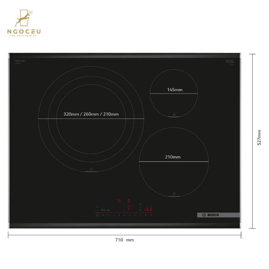 Bếp từ 3 vùng nấu Bosch PID775HC1E - Series 6