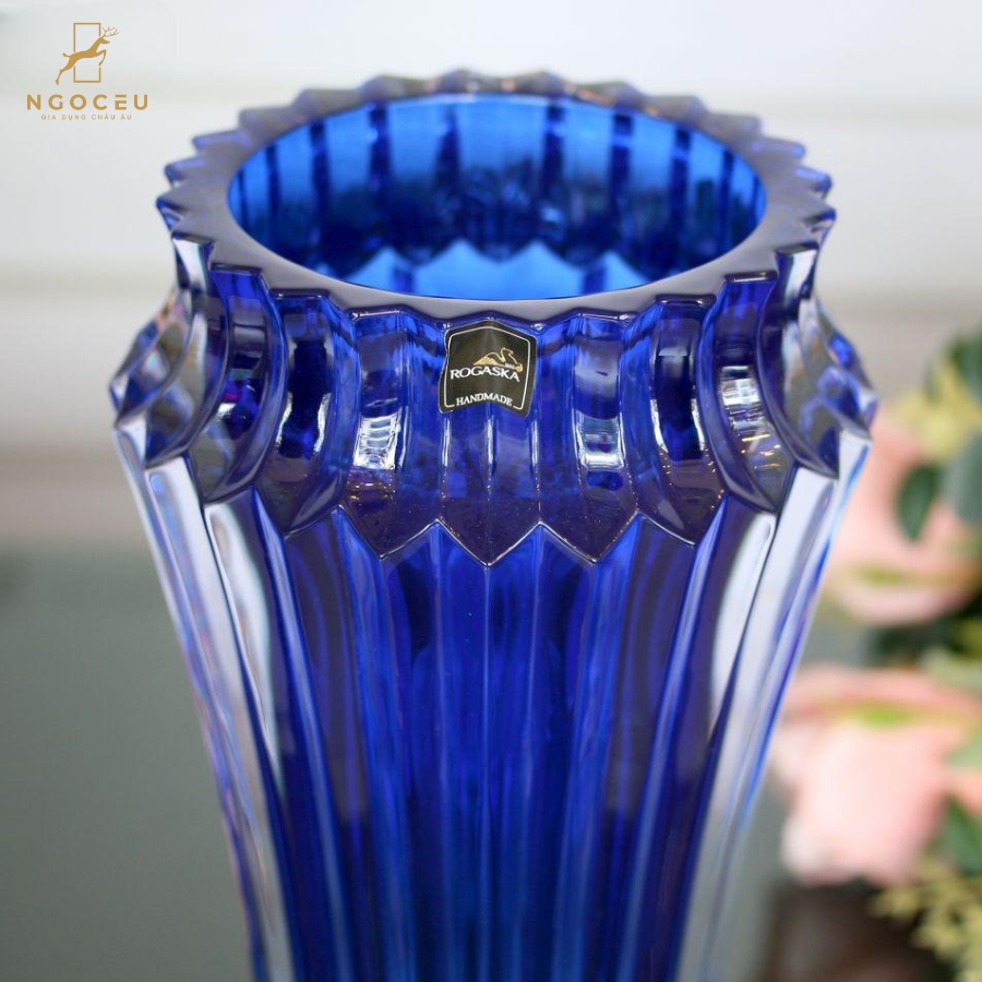 Bình hoa Rogaska Crown Jewel 25cm - Màu xanh dương