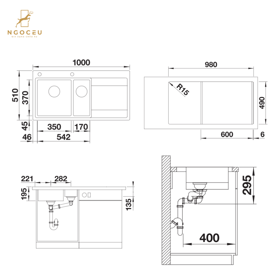 Chậu rửa bát Blanco Divon II 6 S-IF 521661  - Bên trái