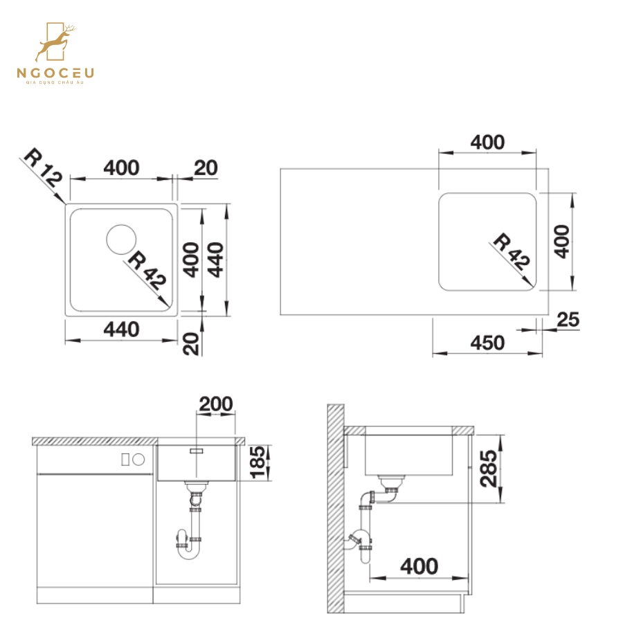 Chậu rửa bát Blanco Solis 400-U - 526117