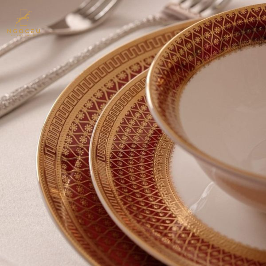 Bộ đồ ăn 41 món kẻ đỏ KV SPEDONA