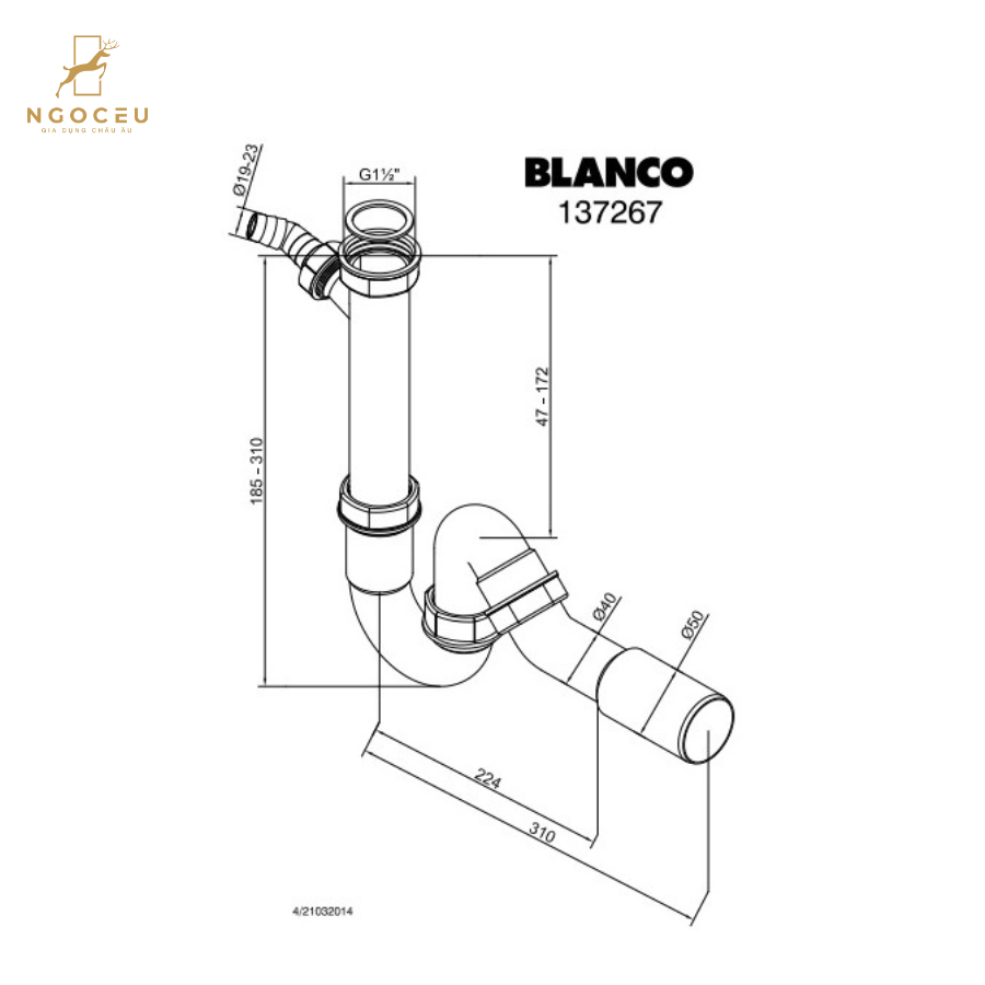 Phụ kiện xi phông chậu rửa Blanco 137267